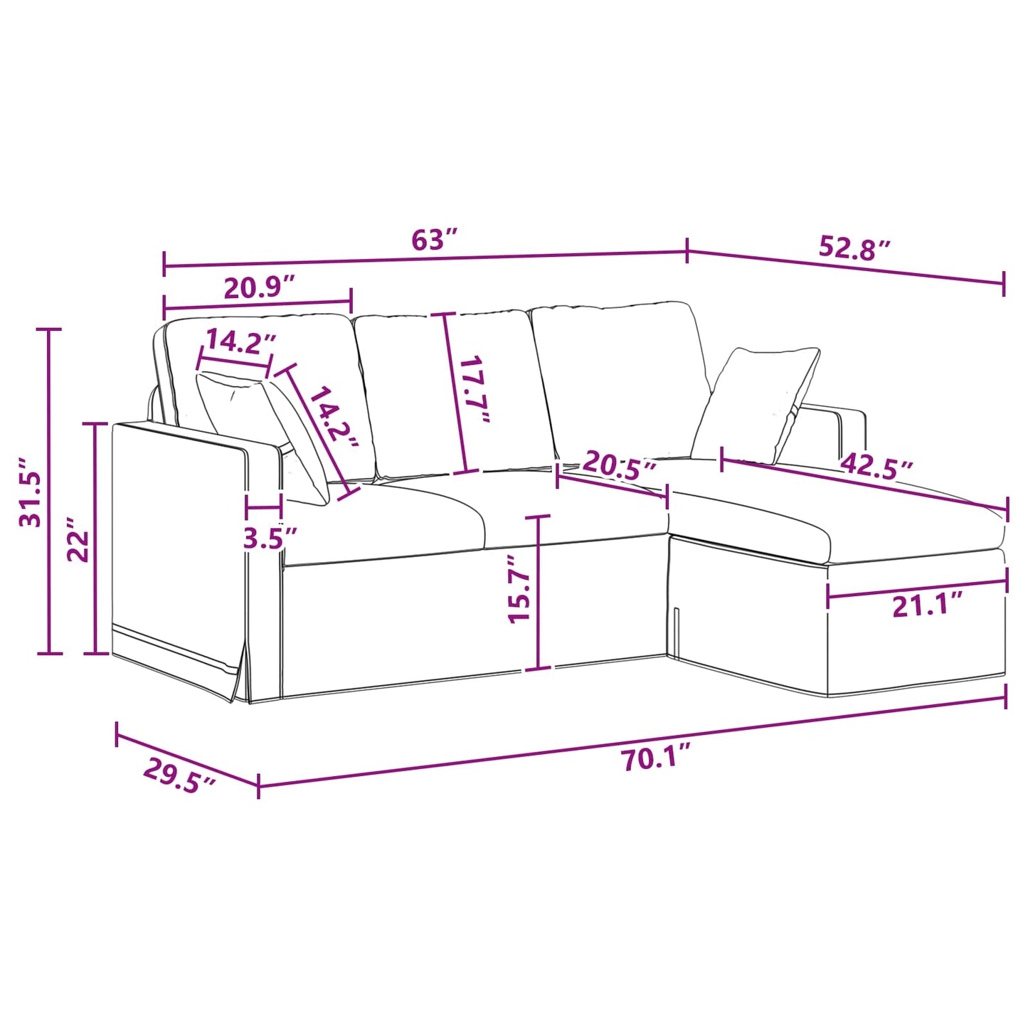 Bank Donkergrijs 198 x 134 x 80 cm Fluweel