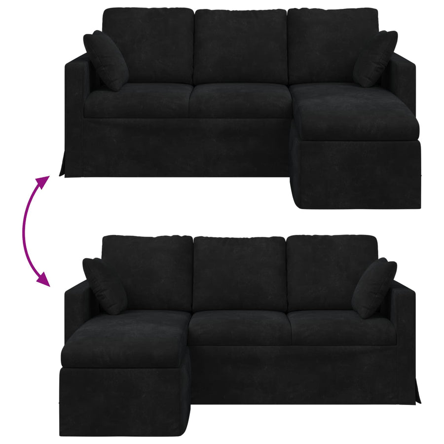 Bank Zwart 178 x 134 x 80 cm Fluweel
