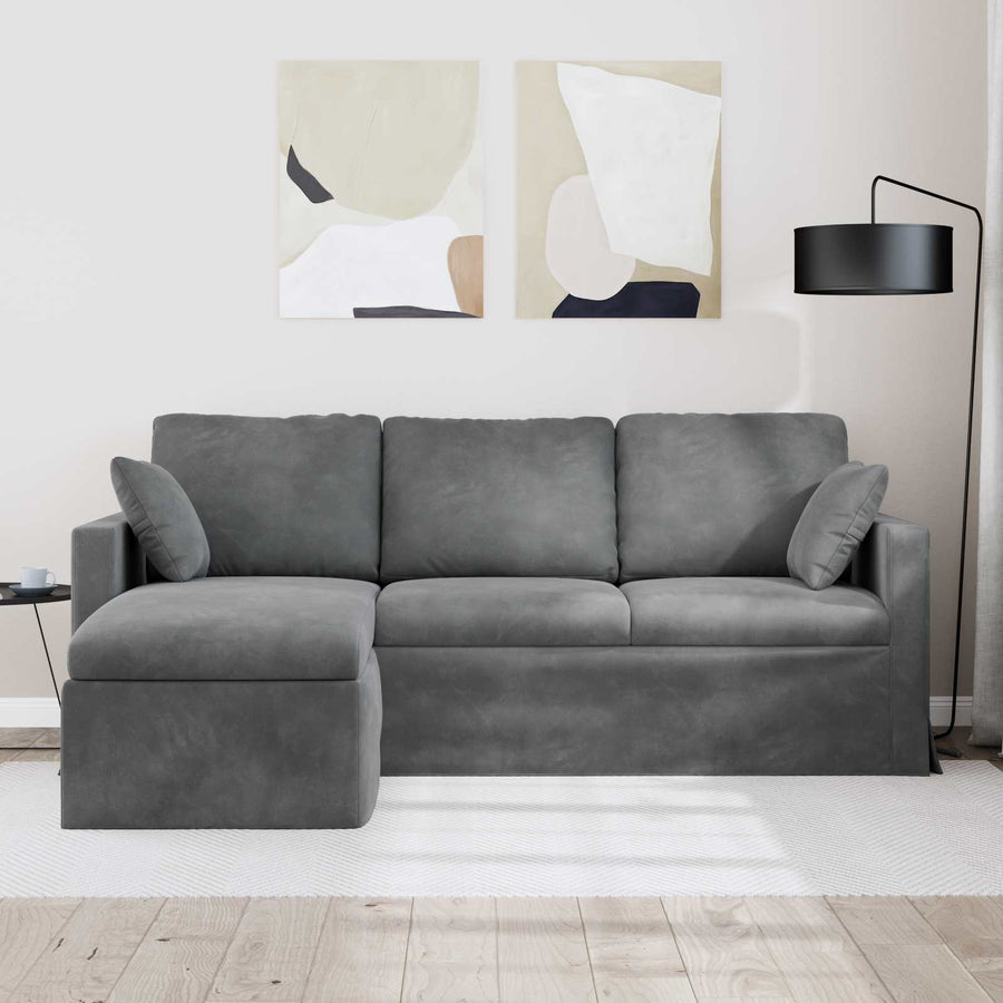 Bank Donkergrijs 198 x 134 x 80 cm Fluweel