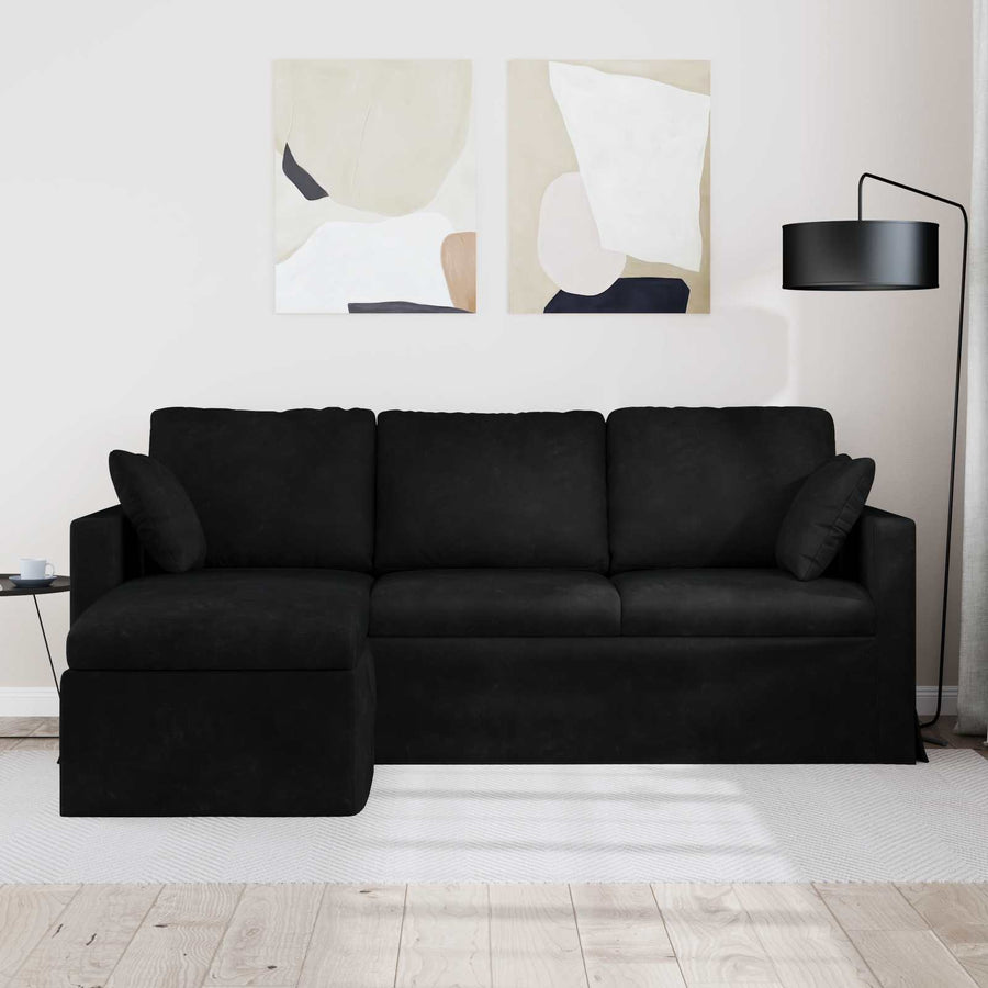 Bank Zwart 198 x 134 x 80 cm Fluweel