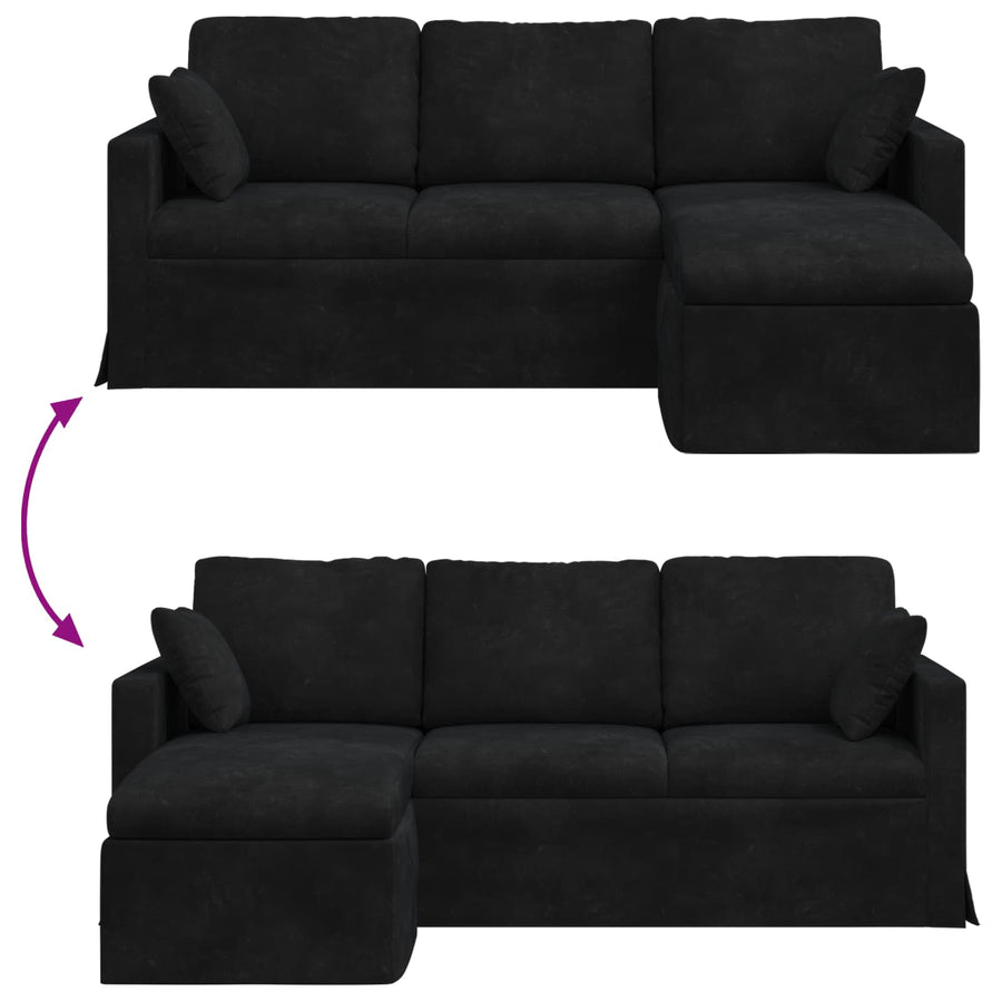 Bank Zwart 198 x 134 x 80 cm Fluweel