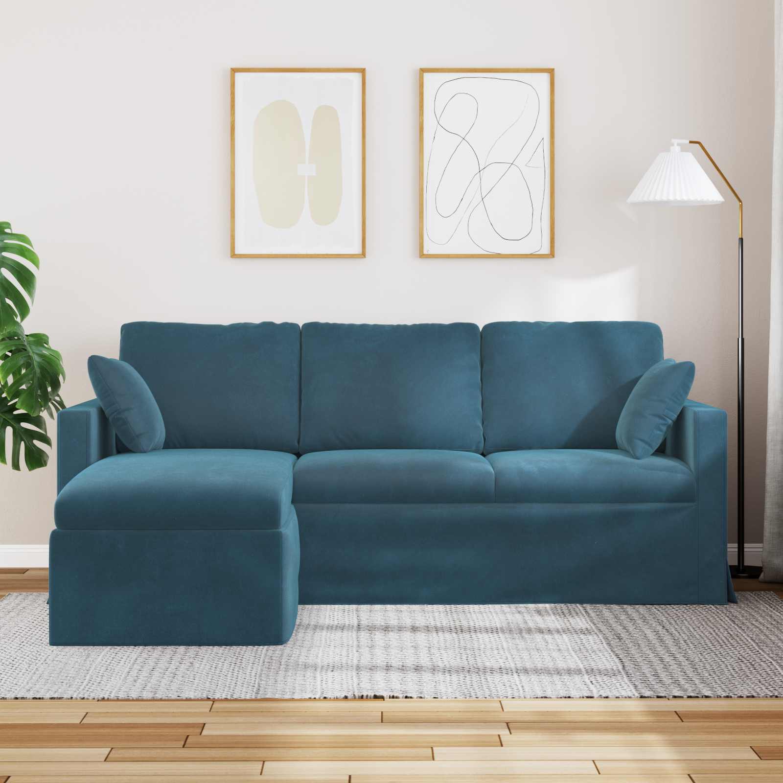Bank Blauw 198 x 134 x 80 cm Fluweel