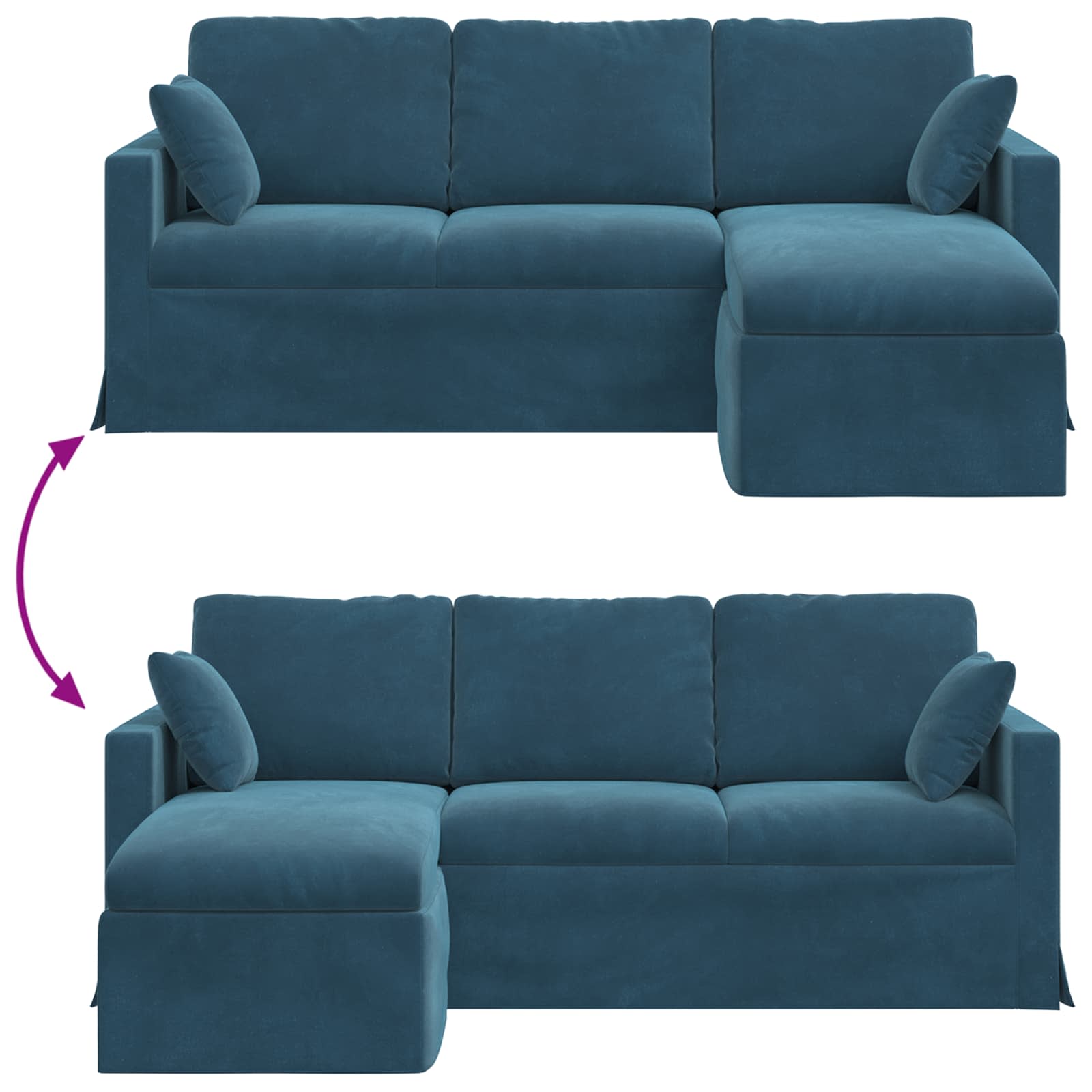 Bank Blauw 198 x 134 x 80 cm Fluweel