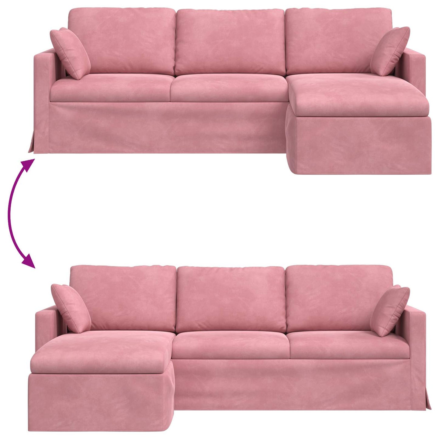 Bank Roze 228 x 134 x 80 cm Fluweel