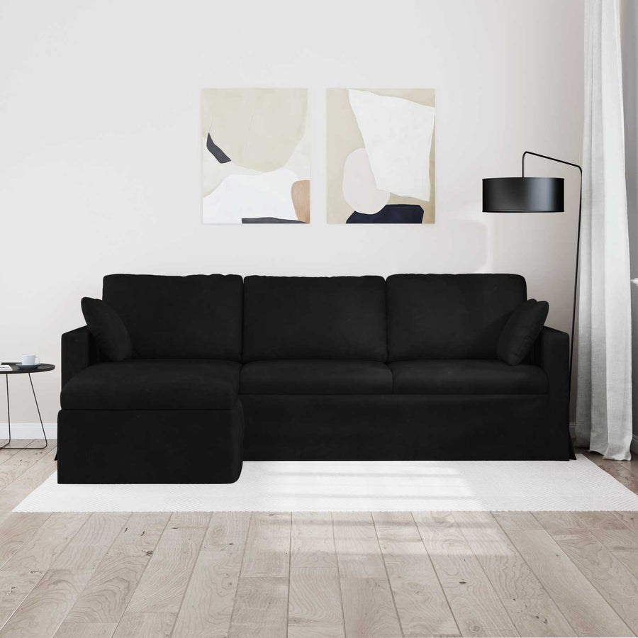 Bank Zwart 228 x 134 x 80 cm Fluweel