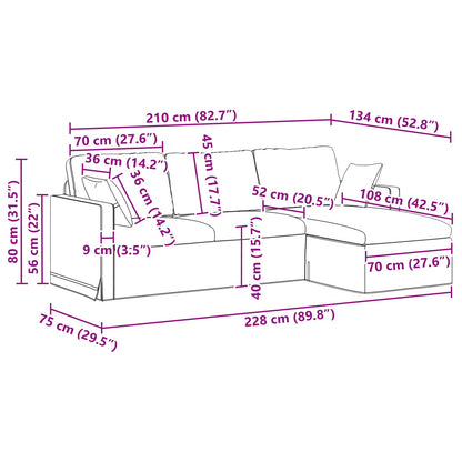 Bank Blauw Totale afmetingen: 228 x 134 x 80 cm (B x D x H)