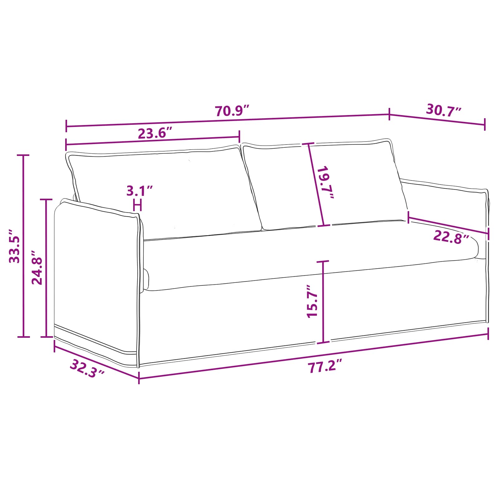 Bank Donkergrijs 195 x 82 x 85 cm Metaal