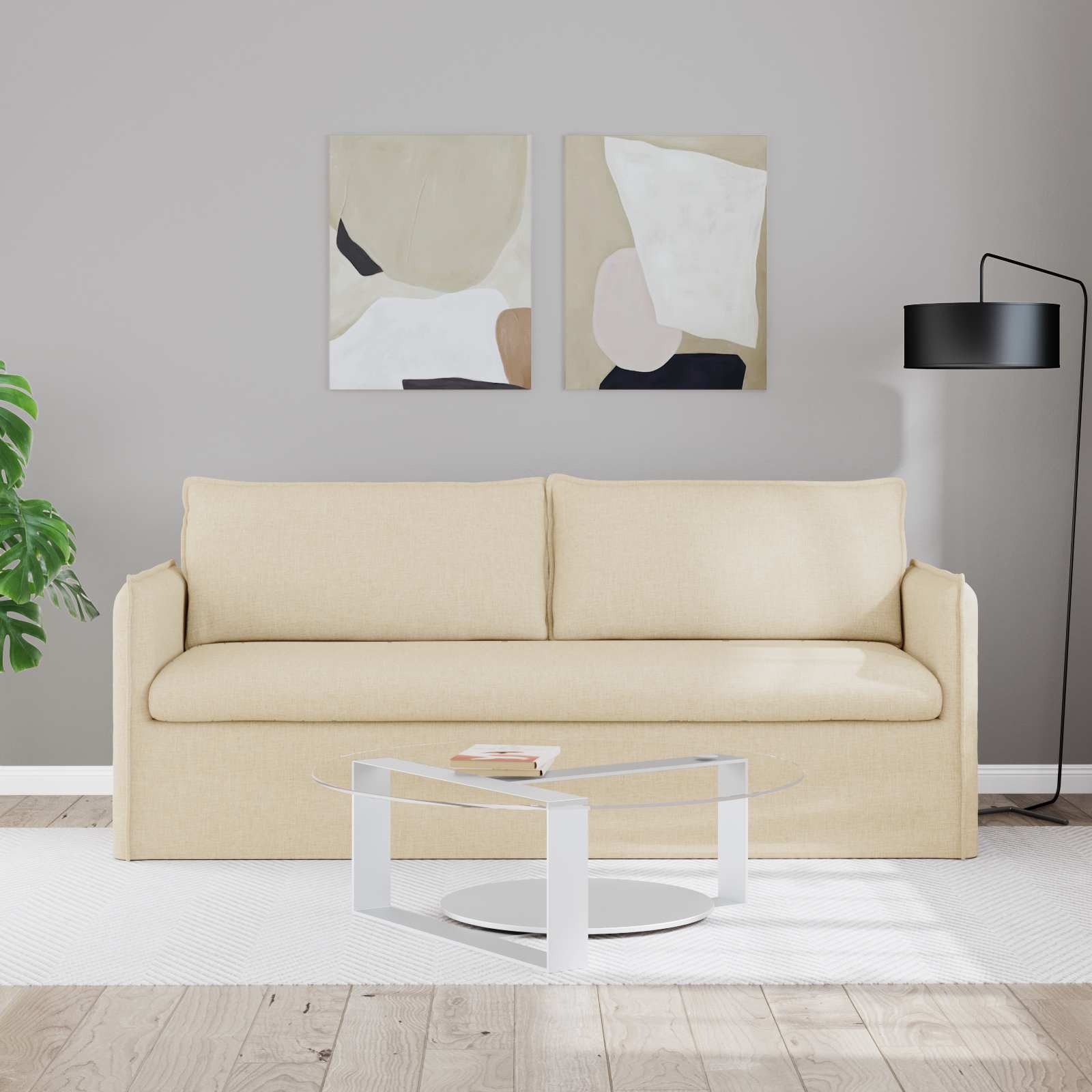 Bank Crème 195 x 82 x 85 cm Metaal