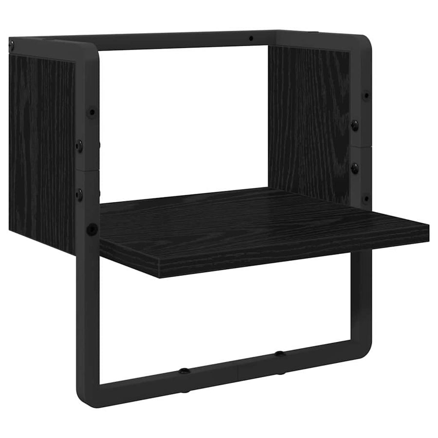 Wandplank met plank Zwart Eiken 30 x 25 x 30 cm Bewerkt hout