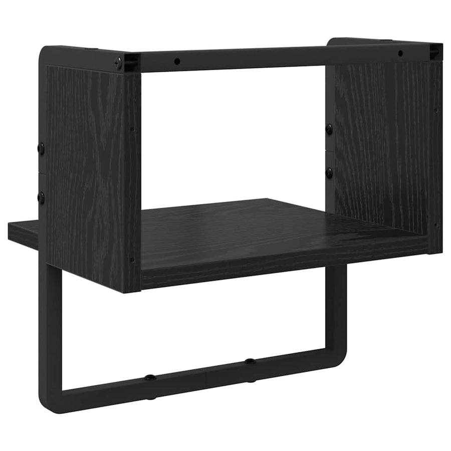 Wandplank met plank Zwart Eiken 30 x 25 x 30 cm Bewerkt hout