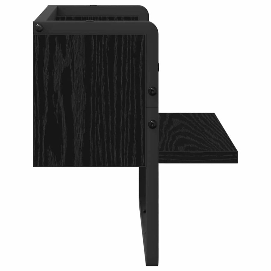 Wandplank met plank Zwart Eiken 30 x 25 x 30 cm Bewerkt hout