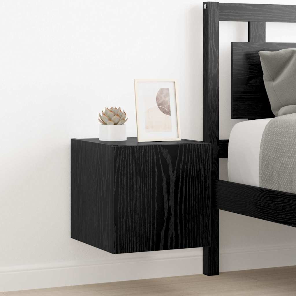 TV Wandkast Zwart Eiken 30,5 x 35 x 30 cm Bewerkt hout
