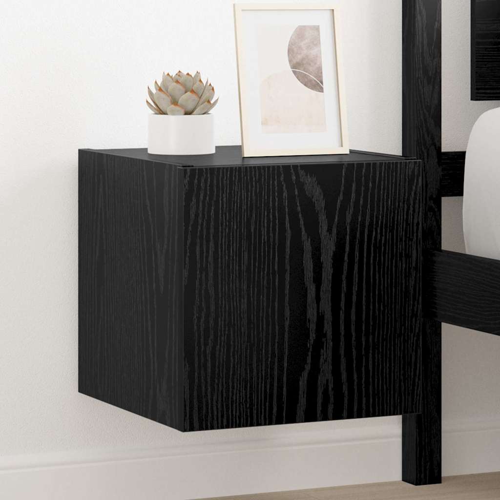 TV Wandkast Zwart Eiken 30,5 x 35 x 30 cm Bewerkt hout