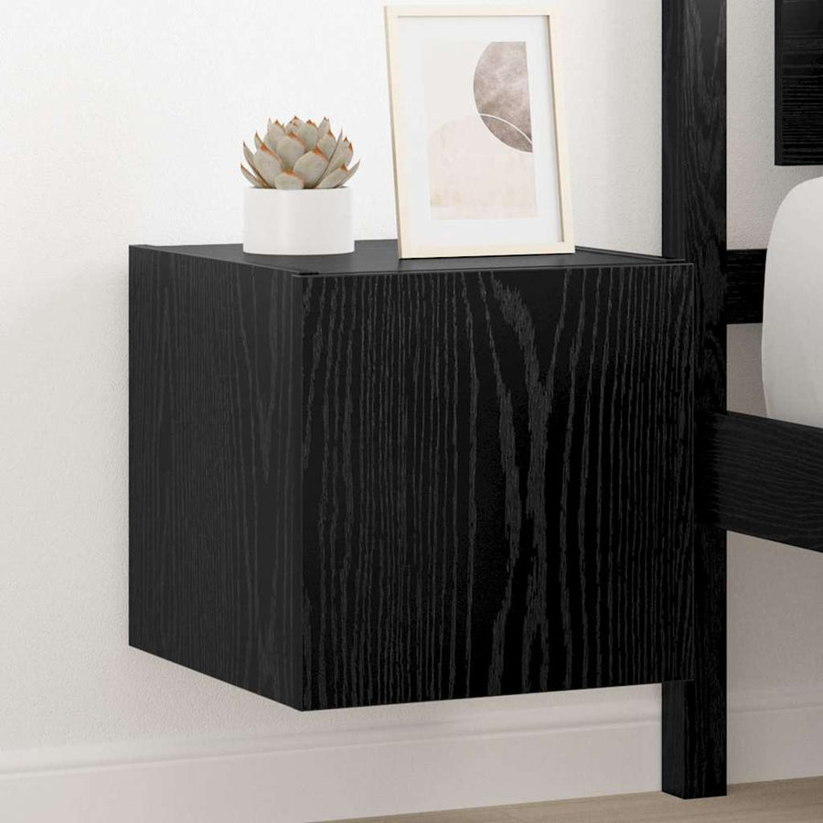 TV Wandkast Zwart Eiken 30,5 x 35 x 30 cm Bewerkt hout