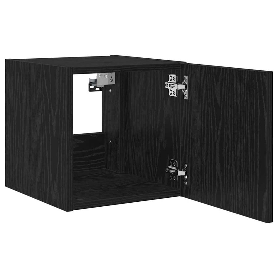TV Wandkast Zwart Eiken 30,5 x 35 x 30 cm Bewerkt hout
