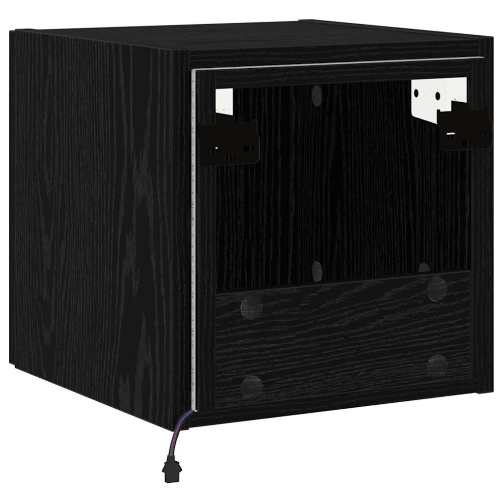 TV Wandkast Zwart Eiken 30,5 x 35 x 30 cm Bewerkt hout