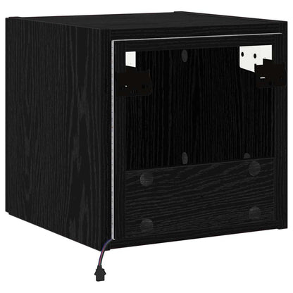 TV Wandkast Zwart Eiken 30,5 x 35 x 30 cm Bewerkt hout