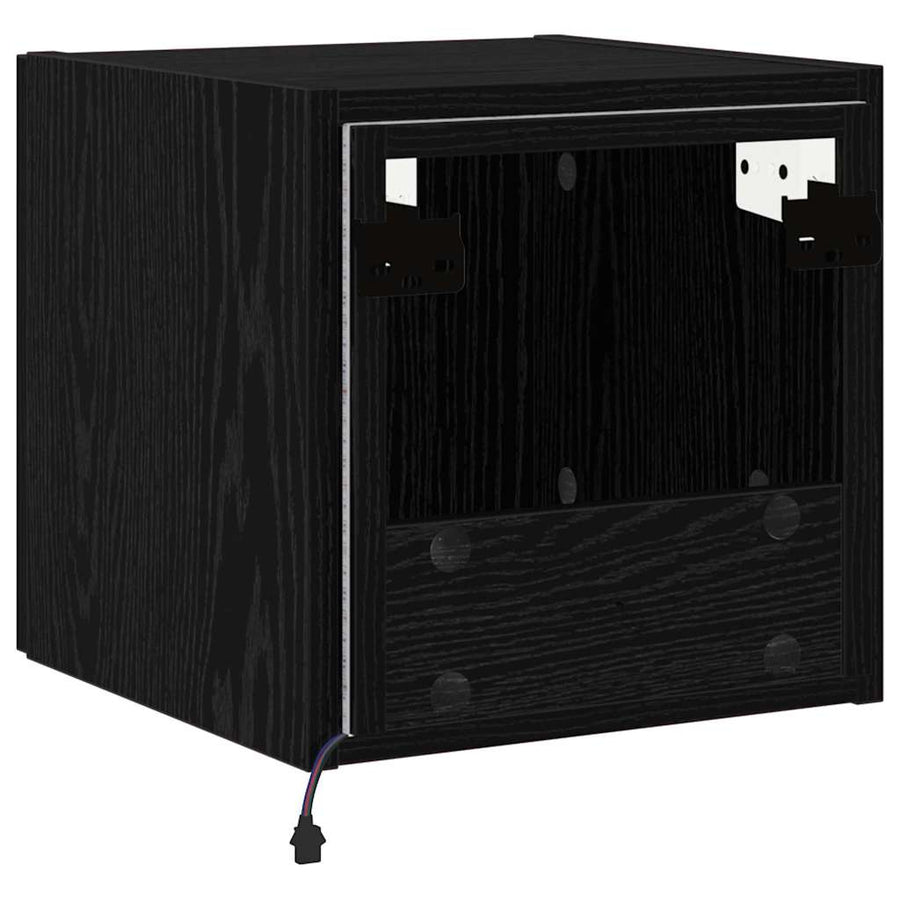 TV Wandkast Zwart Eiken 30,5 x 35 x 30 cm Bewerkt hout