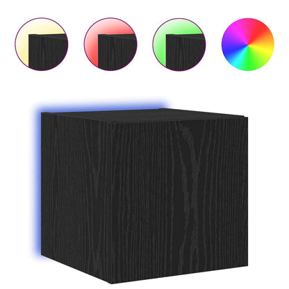 TV Wandkast Zwart Eiken 30,5 x 35 x 30 cm Bewerkt hout