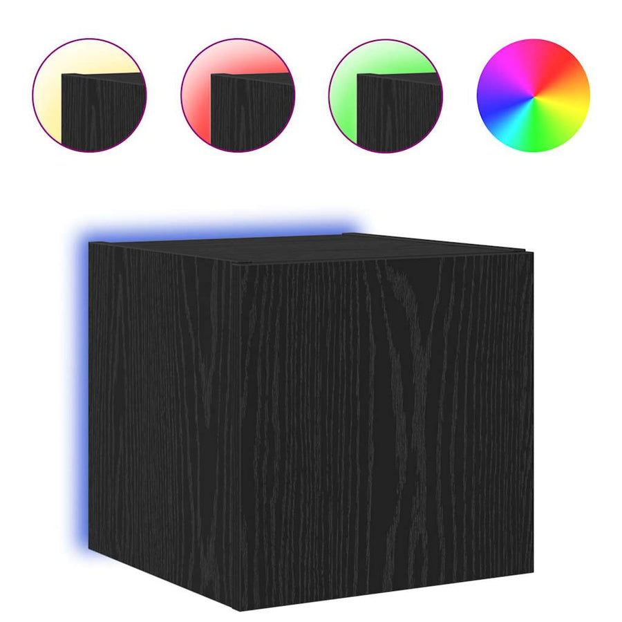 TV Wandkast Zwart Eiken 30,5 x 35 x 30 cm Bewerkt hout
