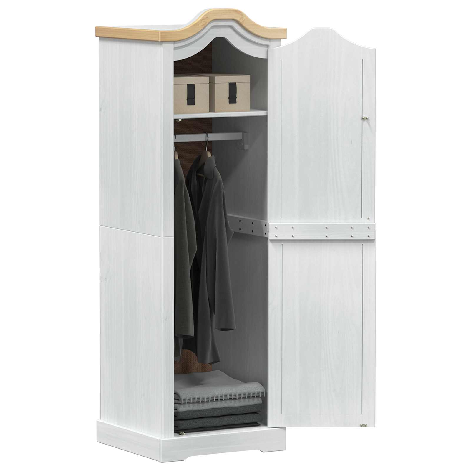 Kasten met plank Wit 55 x 52 x 170 cm Massief grenenhout