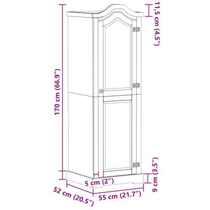 Kasten met plank Wit 55 x 52 x 170 cm Massief grenenhout