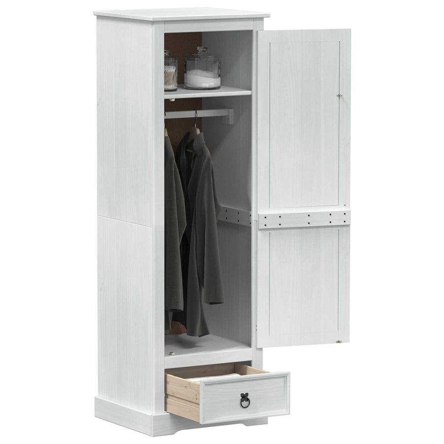 Kasten met lade Wit 55 x 50 x 170 cm Massief grenenhout