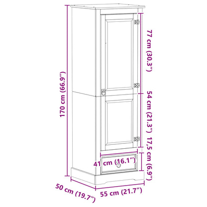 Kasten met lade Wit 55 x 50 x 170 cm Massief grenenhout