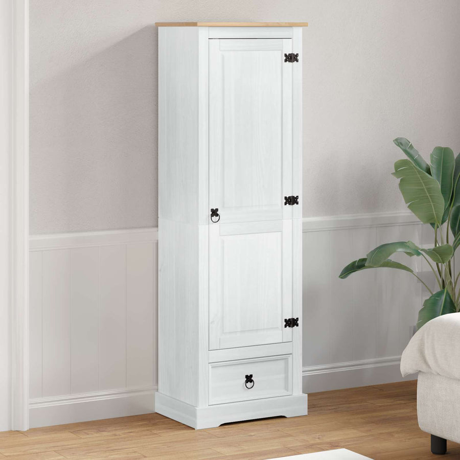 Kasten met lade Wit 55 x 38 x 170 cm Massief grenenhout