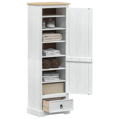 Kasten met lade Wit 55 x 38 x 170 cm Massief grenenhout