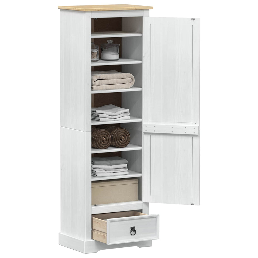 Kasten met lade Wit 55 x 38 x 170 cm Massief grenenhout