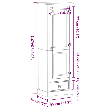 Kasten met lade Wit 55 x 38 x 170 cm Massief grenenhout