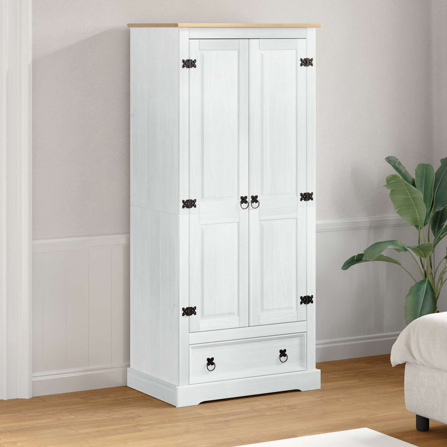Kasten met lade Wit 76 x 50 x 170 cm Massief grenenhout