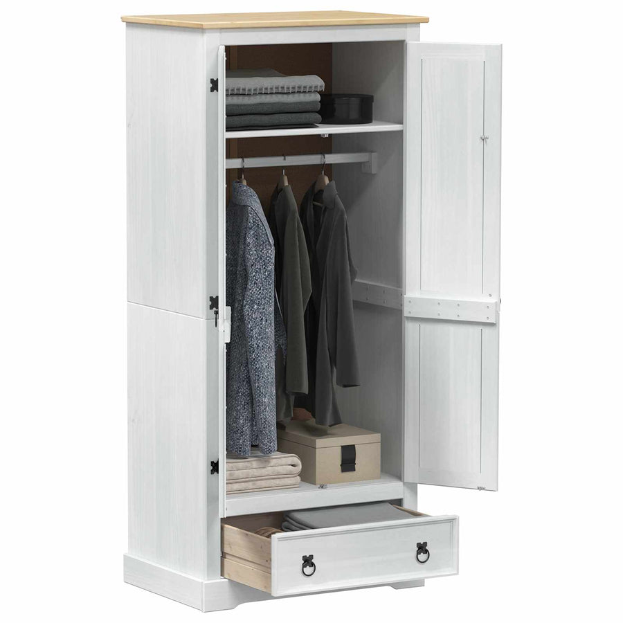 Kasten met lade Wit 76 x 50 x 170 cm Massief grenenhout