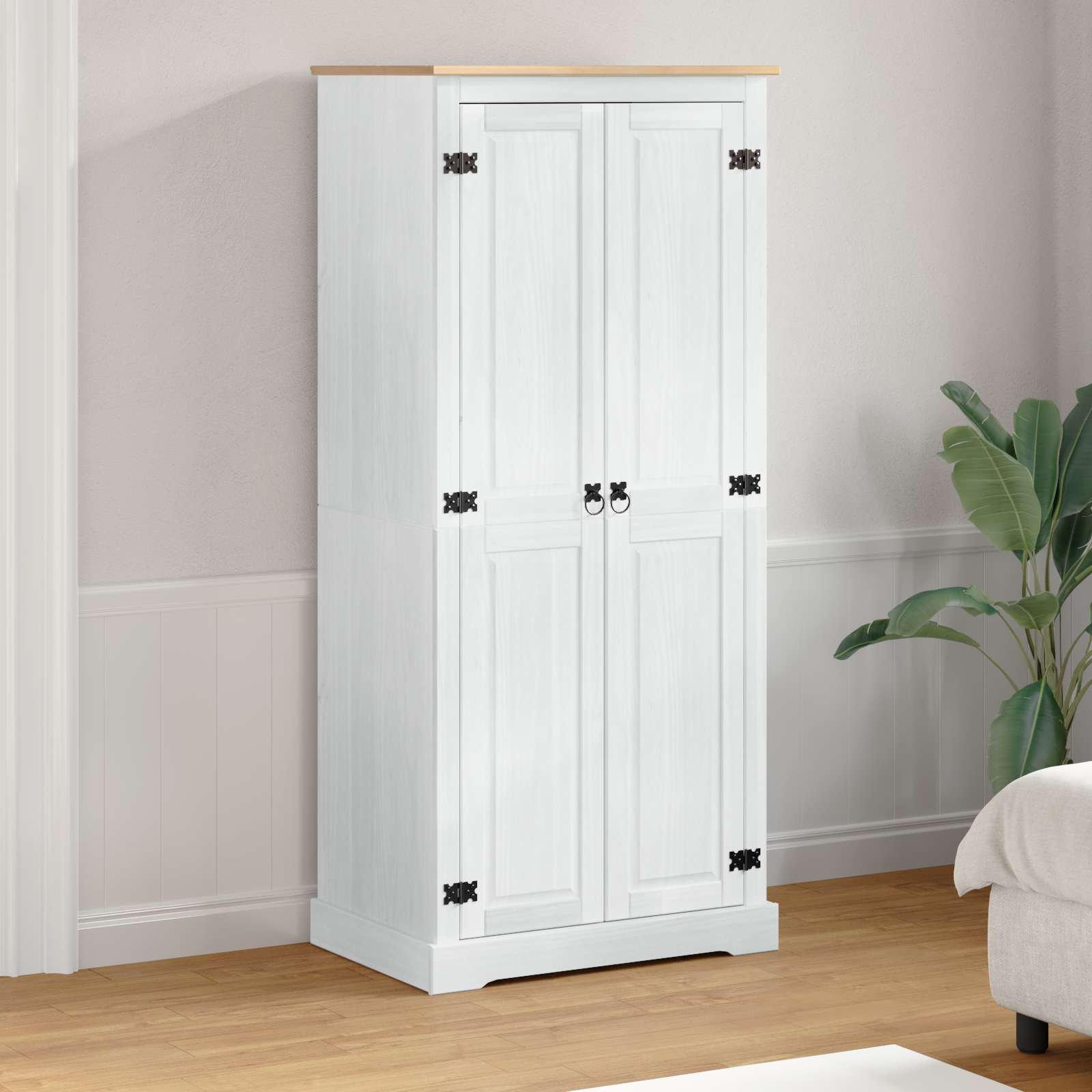 Kasten met plank Wit 76 x 50 x 170 cm Massief grenenhout