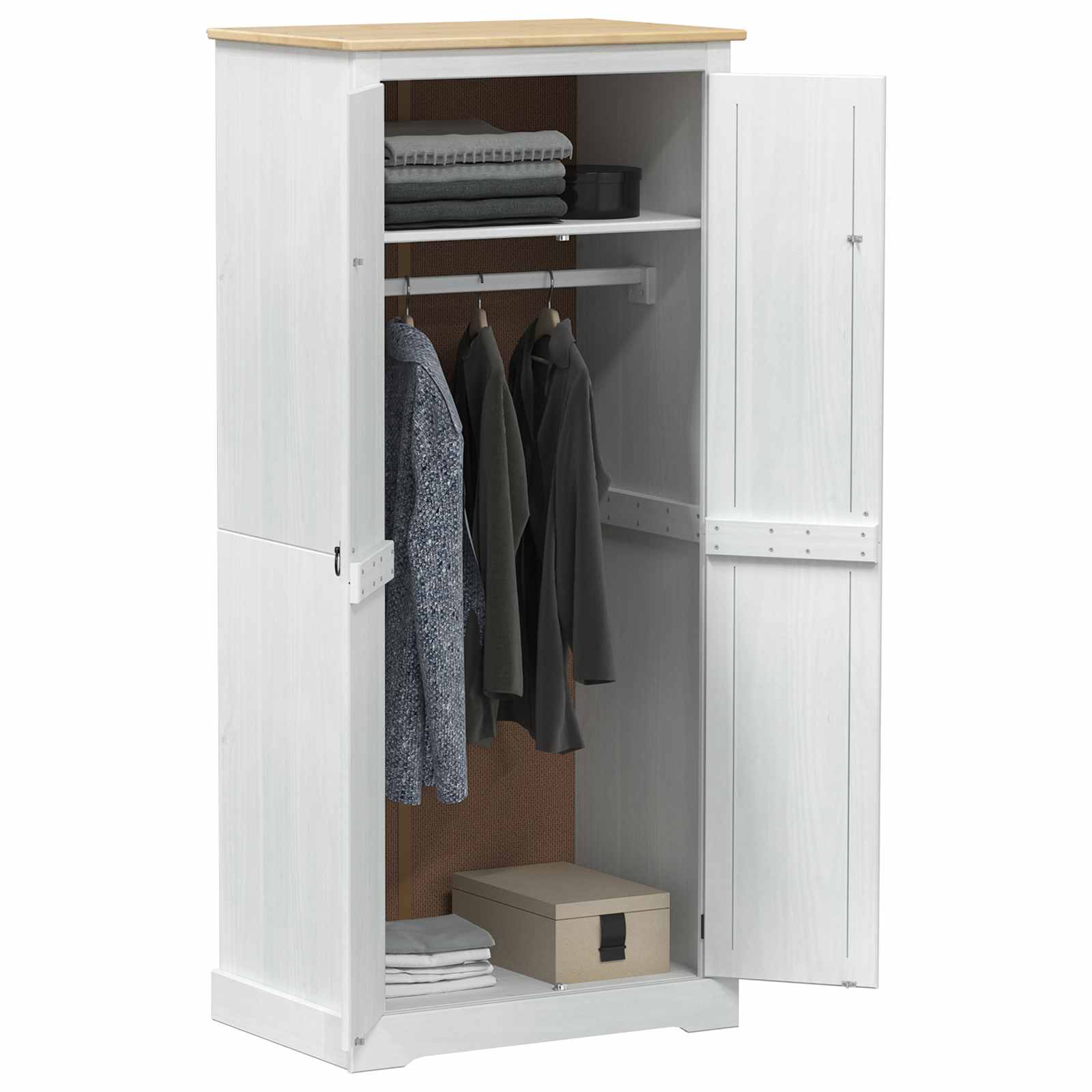 Kasten met plank Wit 76 x 50 x 170 cm Massief grenenhout