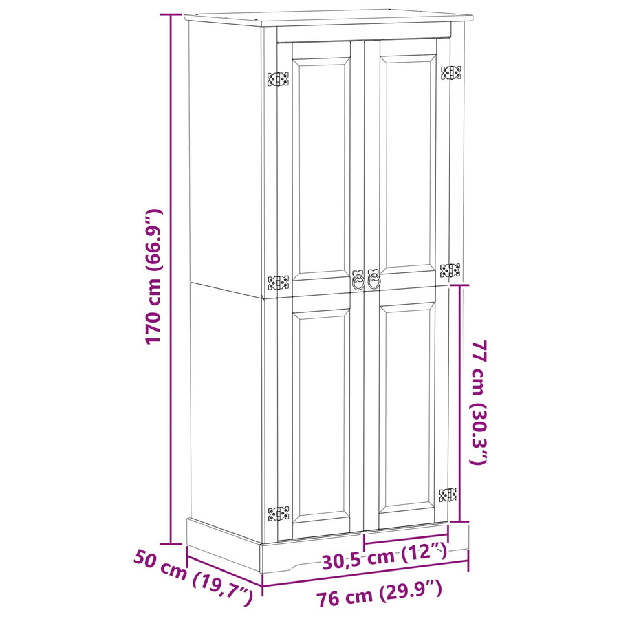 Kasten met plank Wit 76 x 50 x 170 cm Massief grenenhout