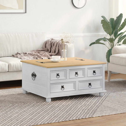 storage box met lade Wit 90 x 78 x 45 cm Massief grenenhout