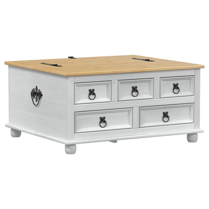 storage box met lade Wit 90 x 78 x 45 cm Massief grenenhout