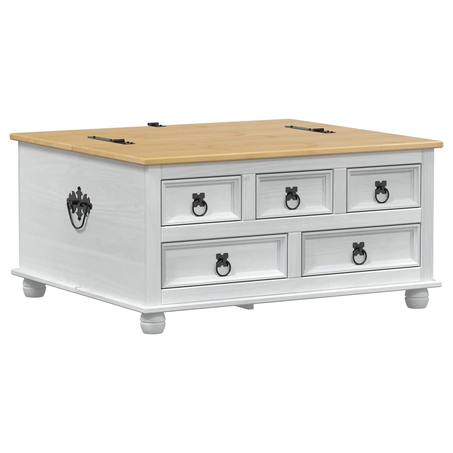 storage box met lade Wit 90 x 78 x 45 cm Massief grenenhout