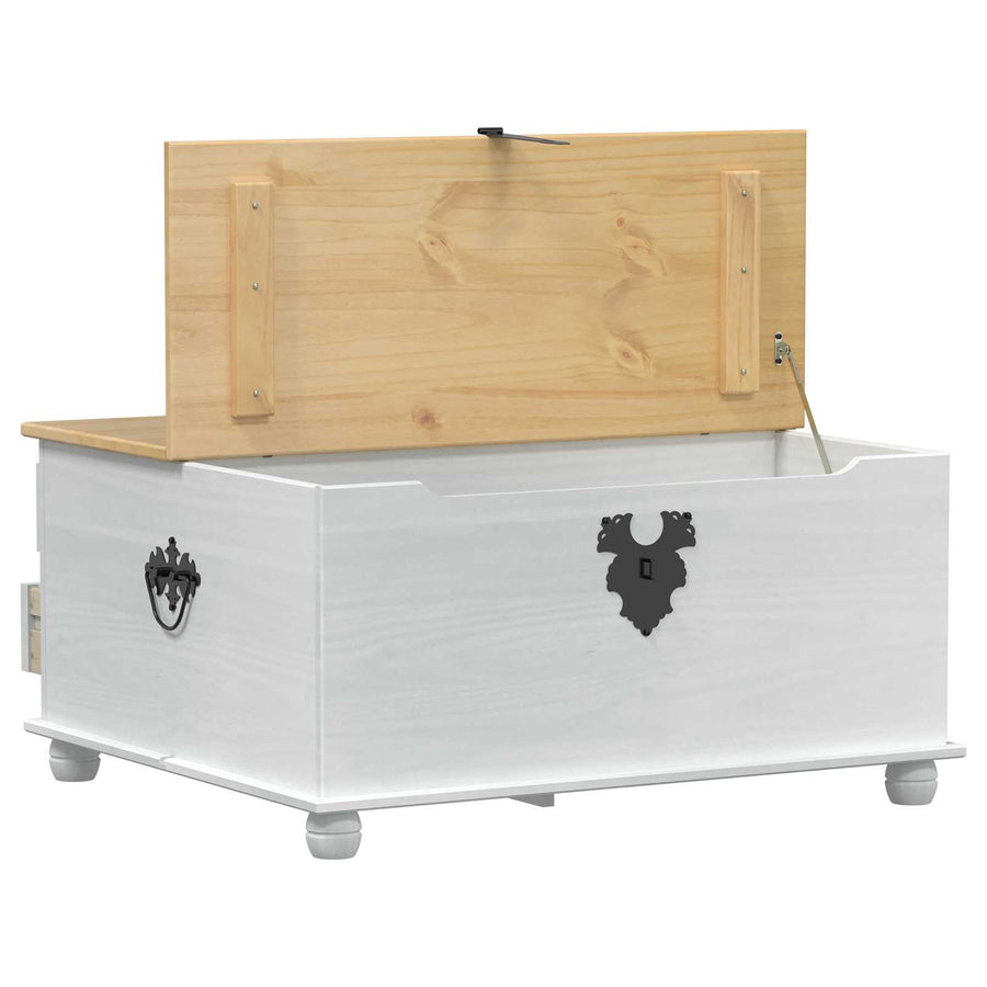 storage box met lade Wit 90 x 78 x 45 cm Massief grenenhout