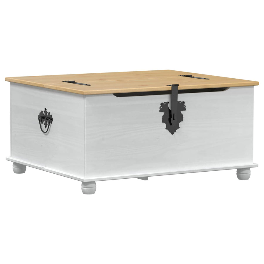 storage box met lade Wit 90 x 78 x 45 cm Massief grenenhout