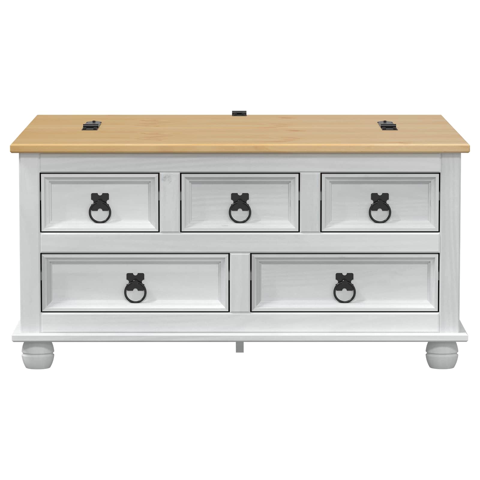 storage box met lade Wit 90 x 78 x 45 cm Massief grenenhout