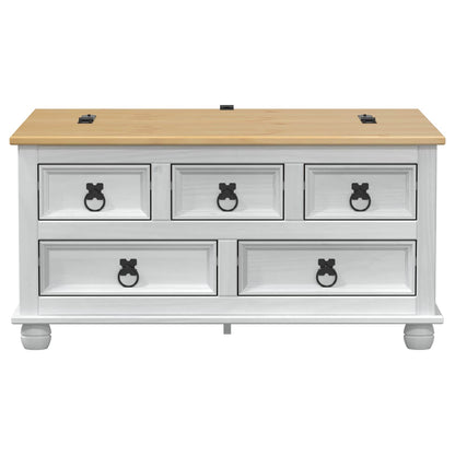 storage box met lade Wit 90 x 78 x 45 cm Massief grenenhout