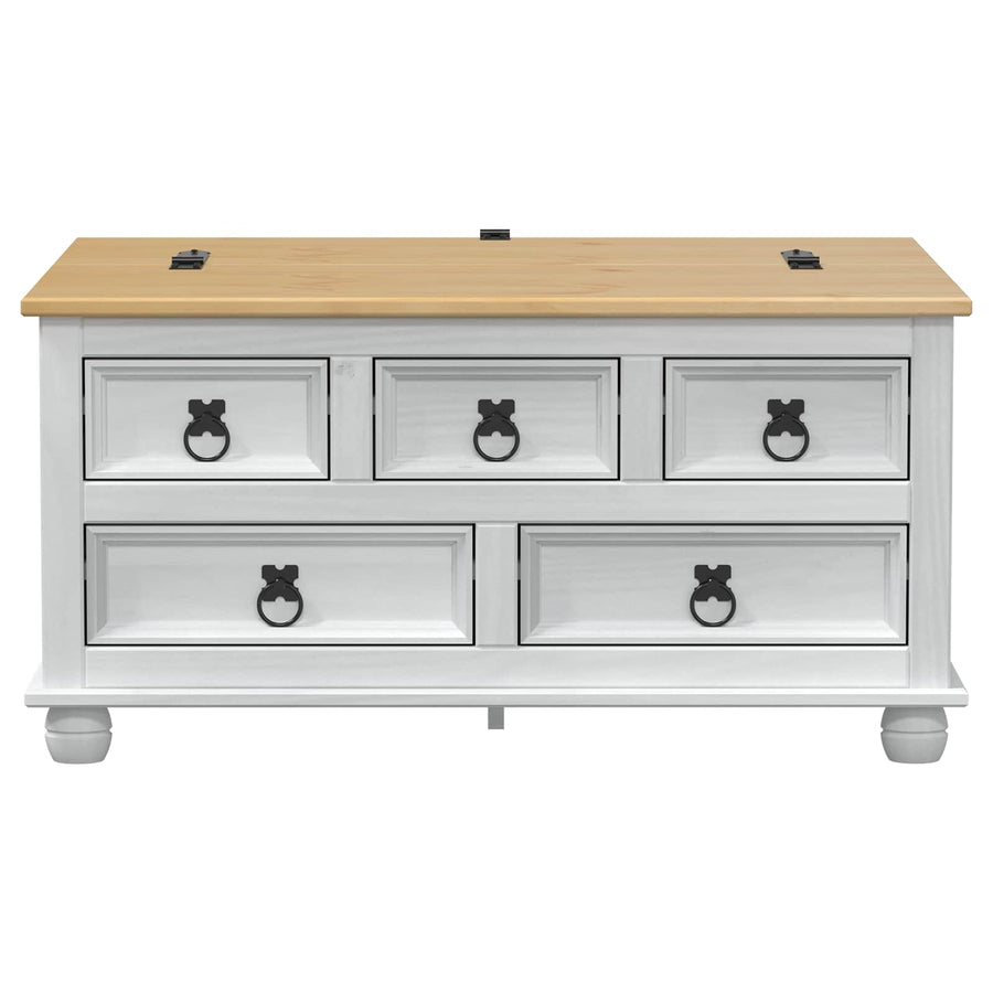 storage box met lade Wit 90 x 78 x 45 cm Massief grenenhout