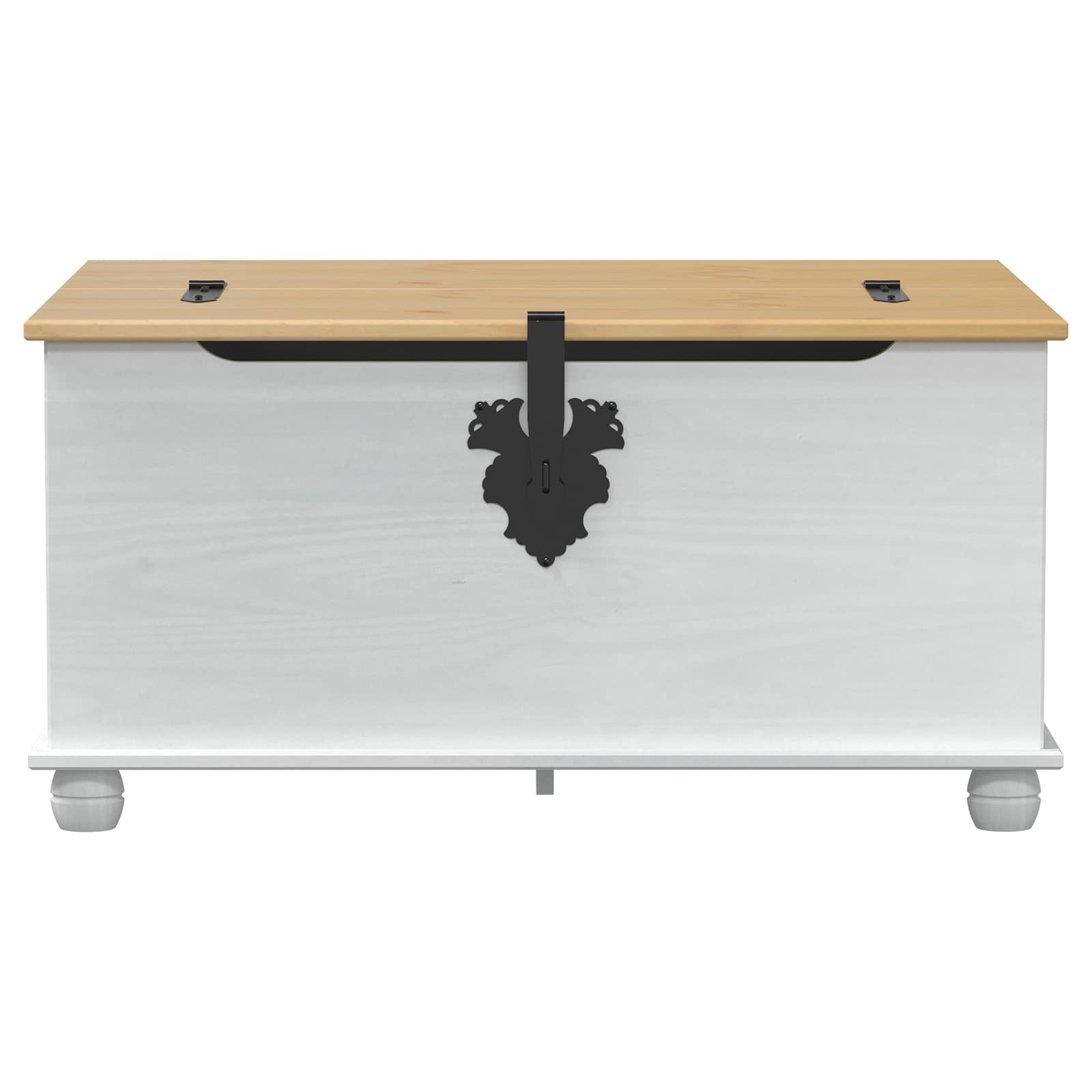 storage box met lade Wit 90 x 78 x 45 cm Massief grenenhout
