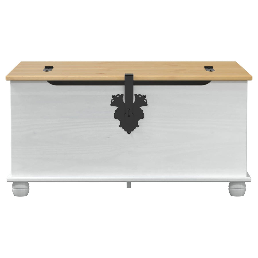 storage box met lade Wit 90 x 78 x 45 cm Massief grenenhout