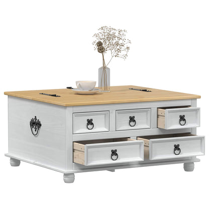 storage box met lade Wit 90 x 78 x 45 cm Massief grenenhout