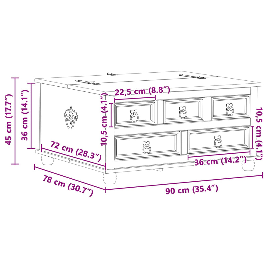 storage box met lade Wit 90 x 78 x 45 cm Massief grenenhout