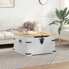 Opbergkist massief grenenhout 78x78x45 cm wit
